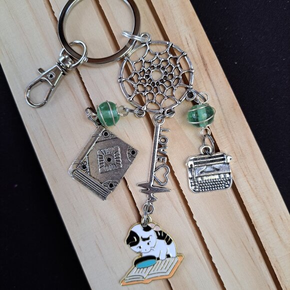 Book Kitty Car Charm/Keychain/Bag Bling - Picture 1 of 1